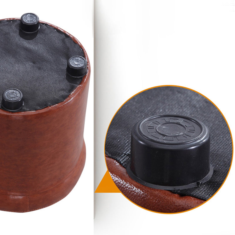 Modern Pouf Ottoman Faux Leather Tufted Geometric Printed Cylinder Shape Ottoman