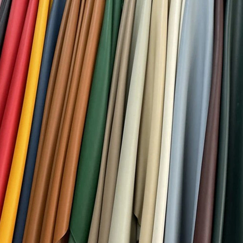 Contemporary Pouf Ottoman Genuine Leather Upholstered Solid Color Ottoman