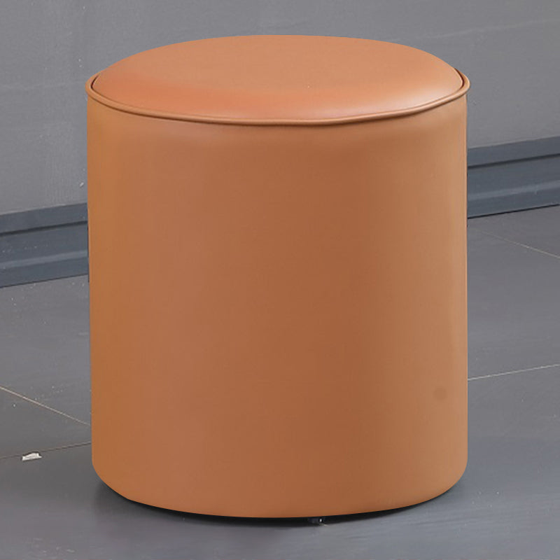 Contemporary Pouf Ottoman Genuine Leather Upholstered Solid Color Ottoman