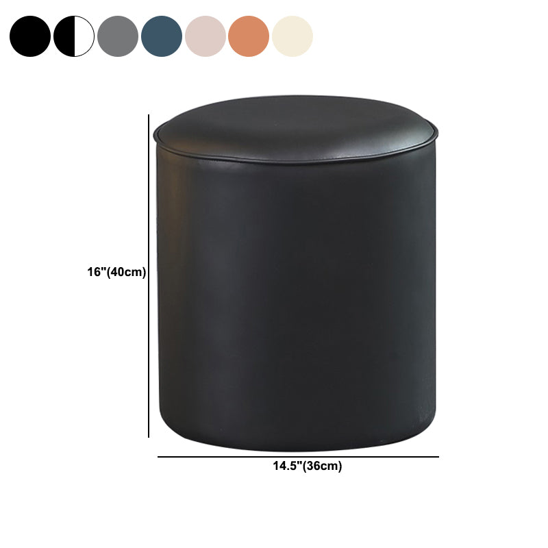Contemporary Pouf Ottoman Genuine Leather Upholstered Solid Color Ottoman