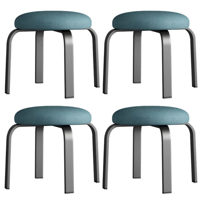 Fabric Round Water Resistant Ottoman Modern Solid Color Metal Frame Ottoman