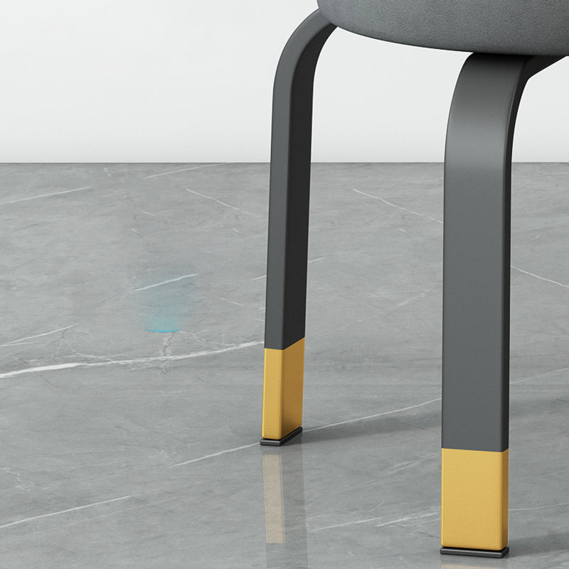 Fabric Round Water Resistant Ottoman Modern Solid Color Metal Frame Ottoman