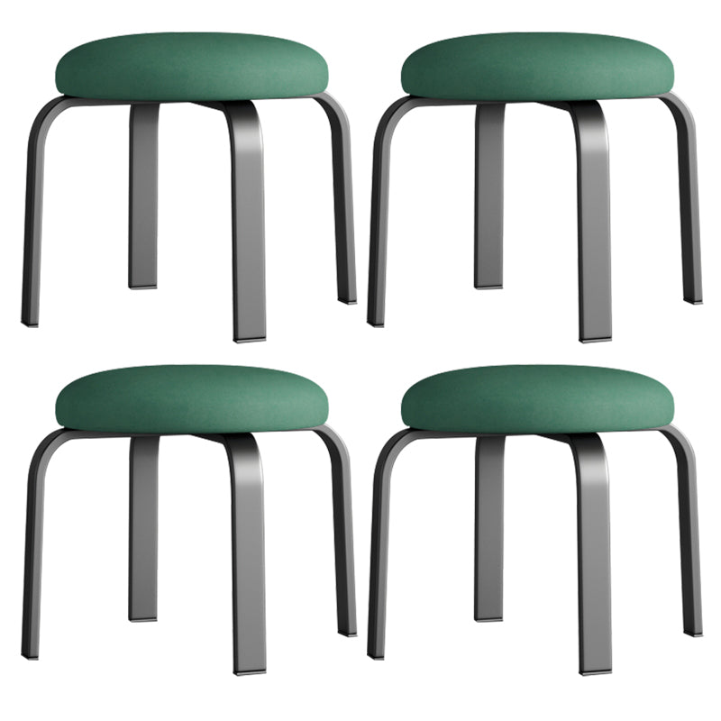 Fabric Round Water Resistant Ottoman Modern Solid Color Metal Frame Ottoman