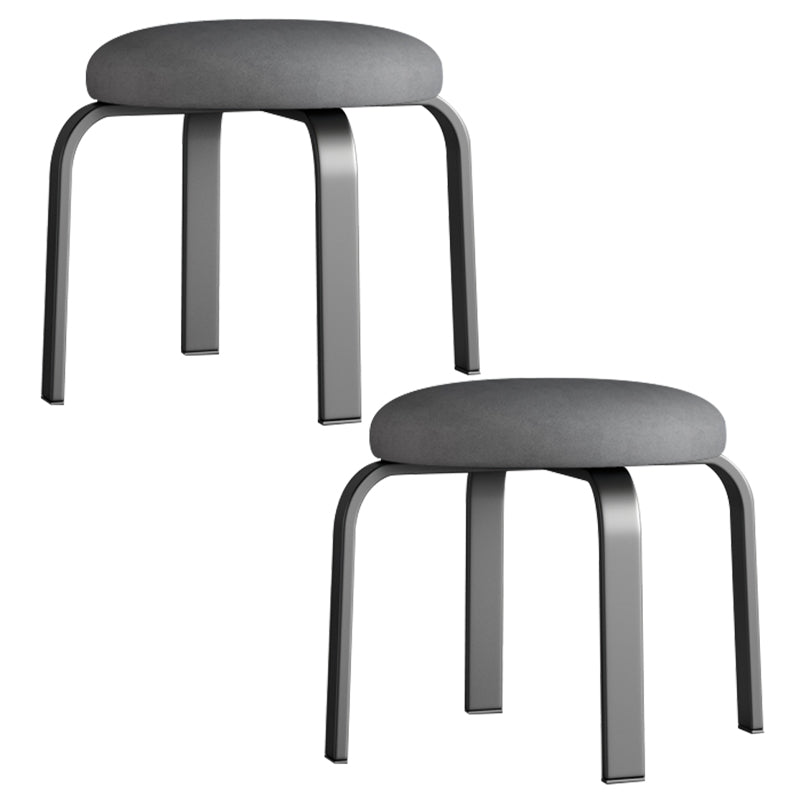 Fabric Round Water Resistant Ottoman Modern Solid Color Metal Frame Ottoman