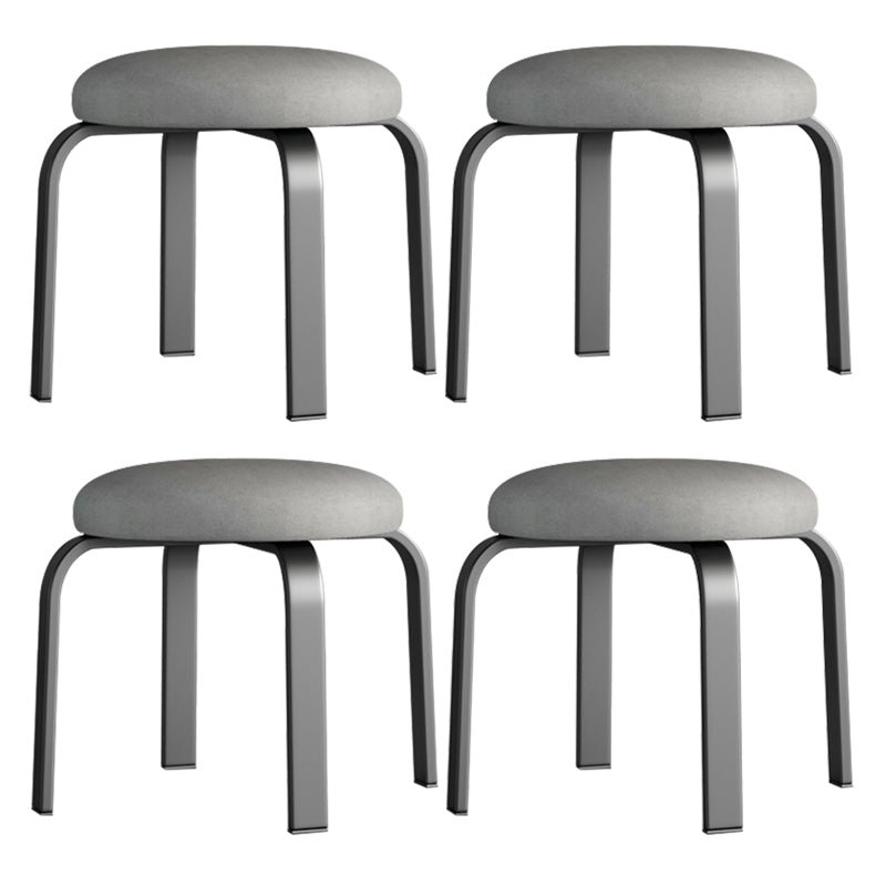 Fabric Round Water Resistant Ottoman Modern Solid Color Metal Frame Ottoman