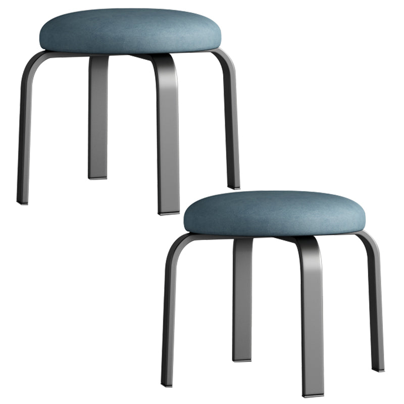 Fabric Round Water Resistant Ottoman Modern Solid Color Metal Frame Ottoman