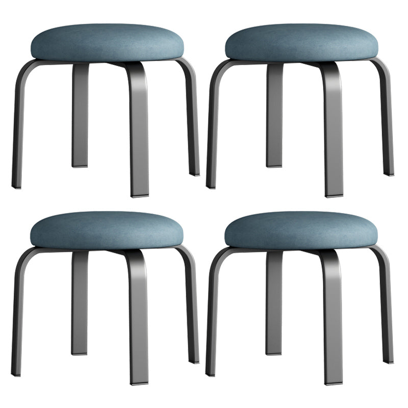 Fabric Round Water Resistant Ottoman Modern Solid Color Metal Frame Ottoman