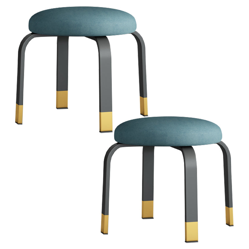 Fabric Round Water Resistant Ottoman Modern Solid Color Metal Frame Ottoman