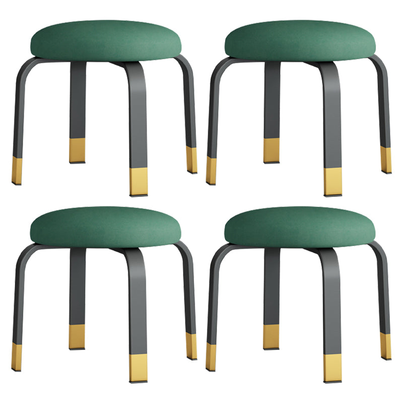 Fabric Round Water Resistant Ottoman Modern Solid Color Metal Frame Ottoman