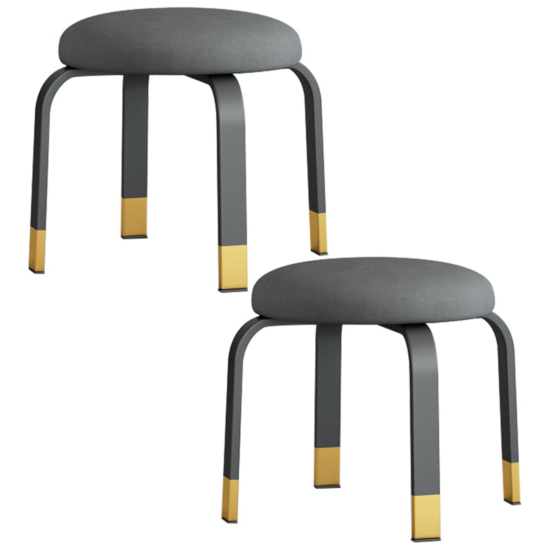 Fabric Round Water Resistant Ottoman Modern Solid Color Metal Frame Ottoman