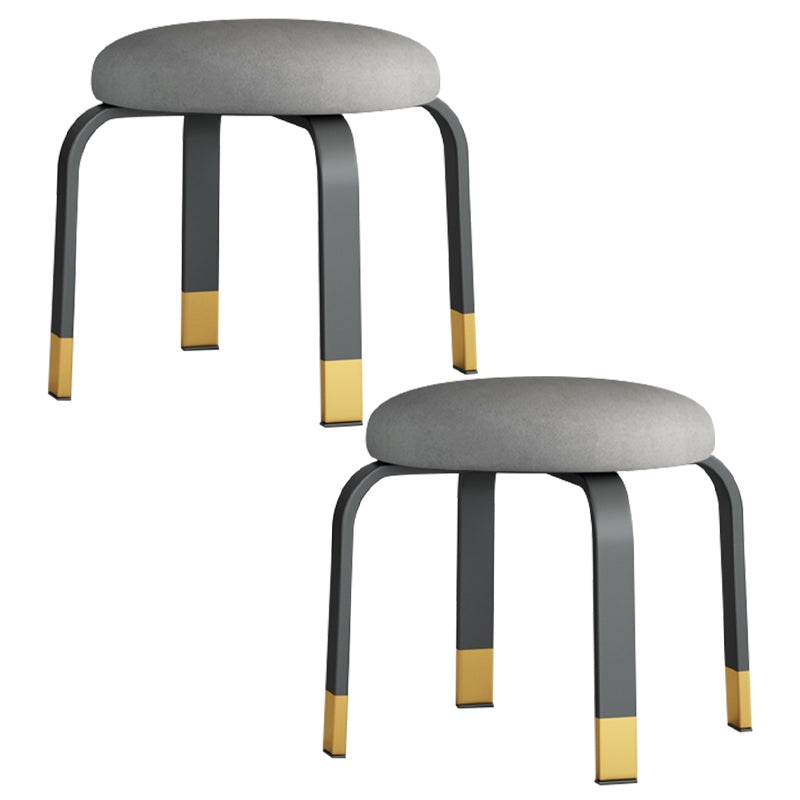 Fabric Round Water Resistant Ottoman Modern Solid Color Metal Frame Ottoman