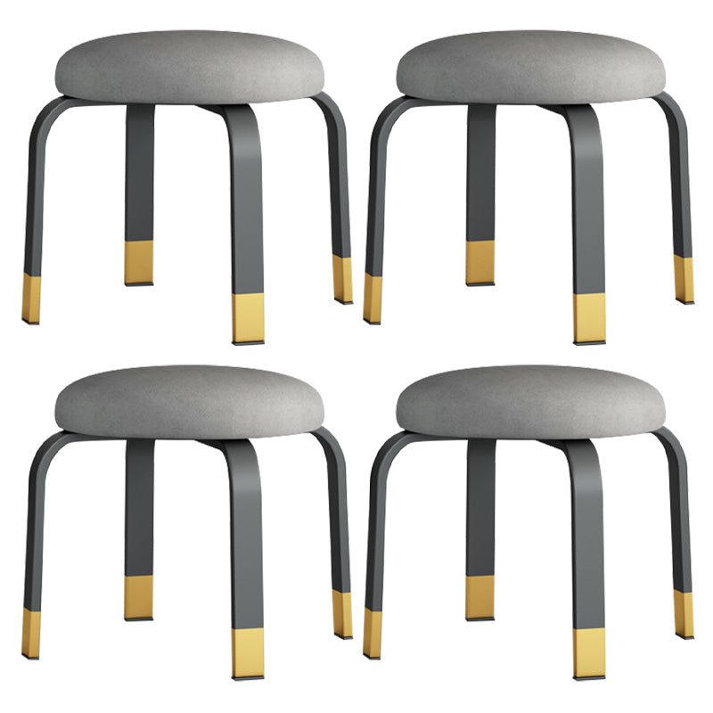 Fabric Round Water Resistant Ottoman Modern Solid Color Metal Frame Ottoman