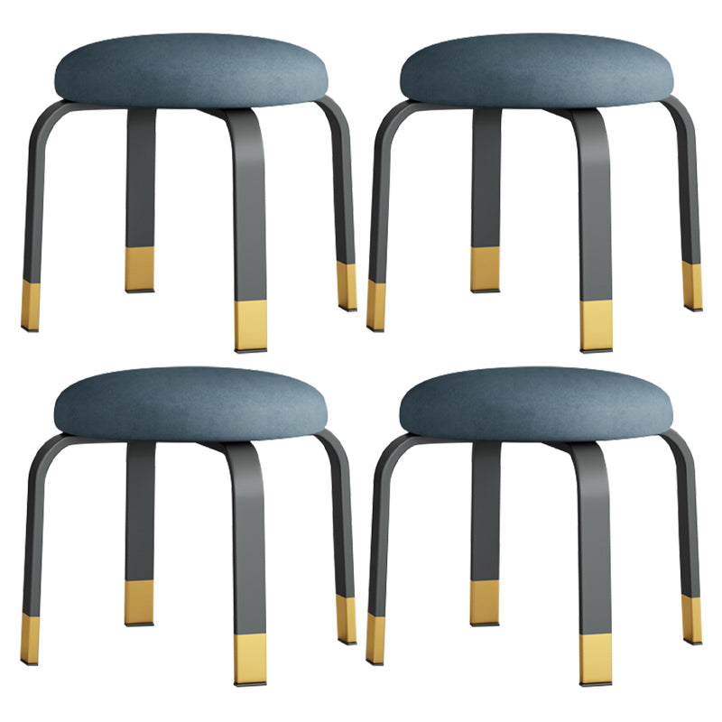 Fabric Round Water Resistant Ottoman Modern Solid Color Metal Frame Ottoman