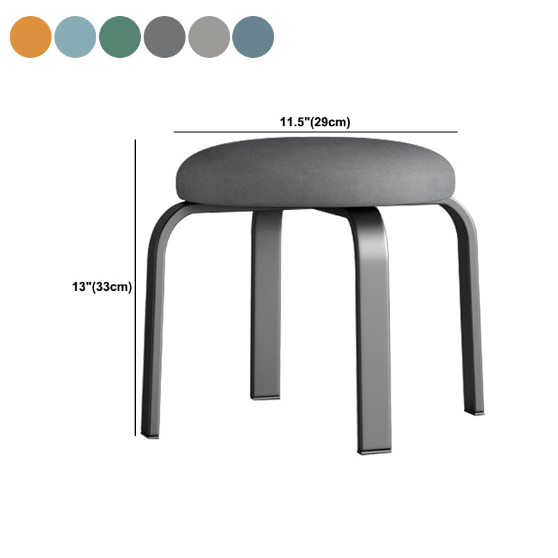 Fabric Round Water Resistant Ottoman Modern Solid Color Metal Frame Ottoman