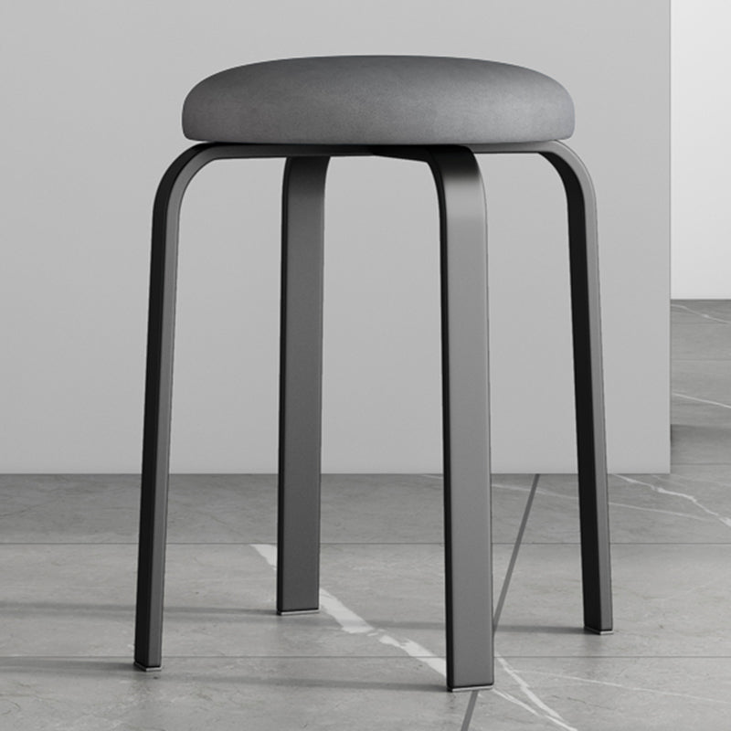 Footstool Ottoman Upholstered Metal Frame Fabric Modern Solid Round Ottoman