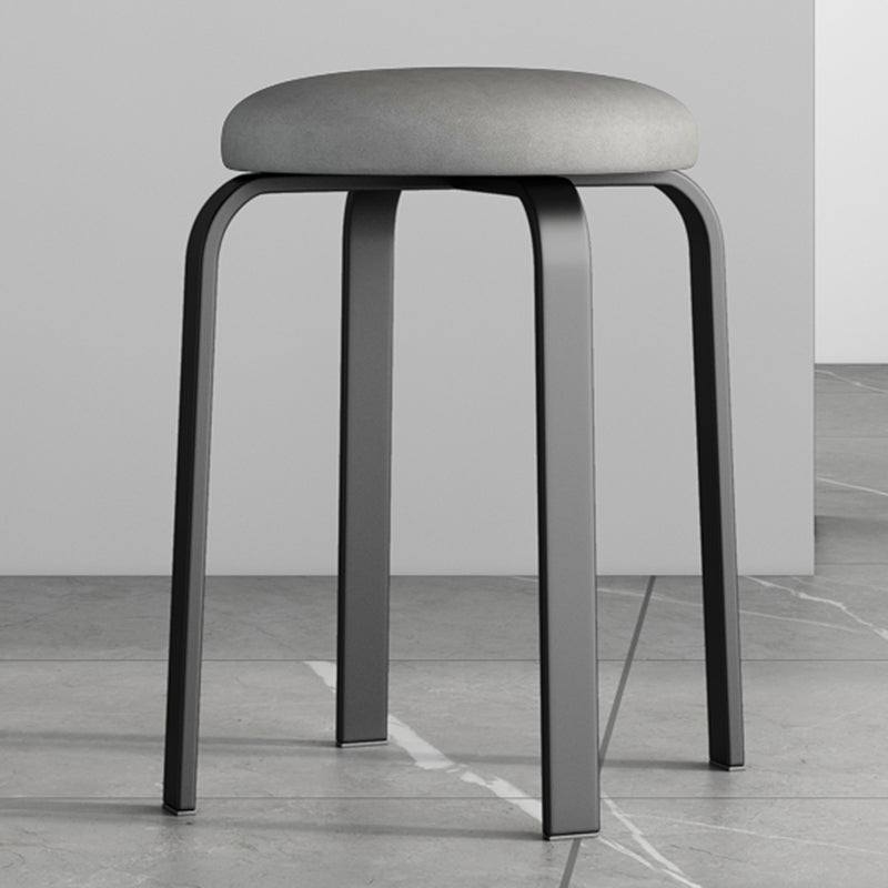 Footstool Ottoman Upholstered Metal Frame Fabric Modern Solid Round Ottoman