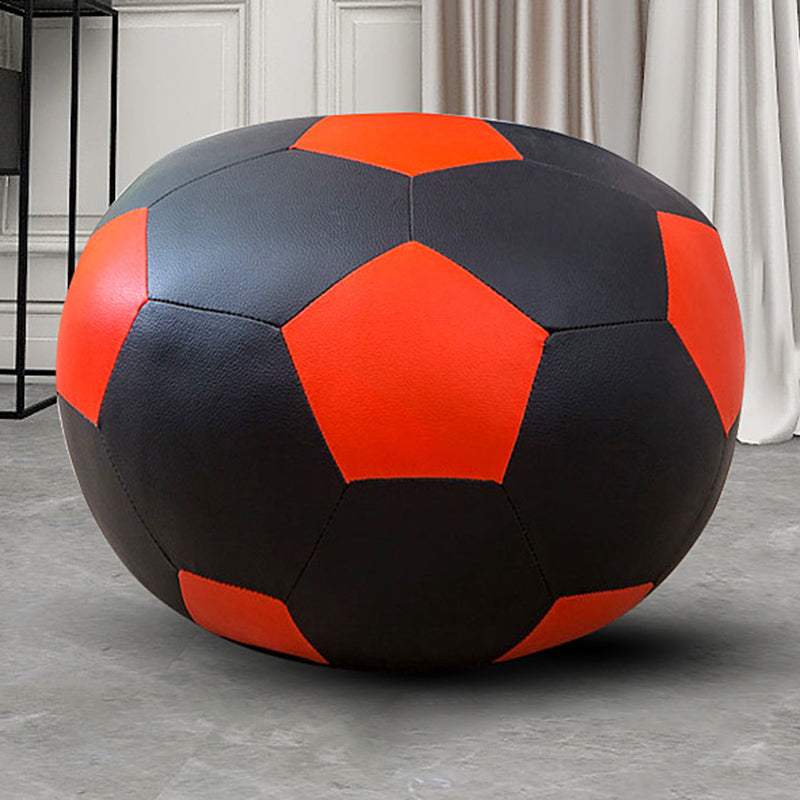 Contemporary Pouf Ottoman Faux Leather Upholstered Spherical Ottoman