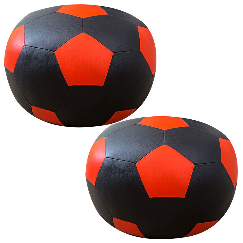 Contemporary Pouf Ottoman Faux Leather Upholstered Spherical Ottoman