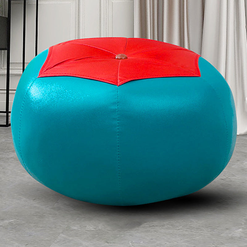 Contemporary Pouf Ottoman Faux Leather Upholstered Spherical Ottoman