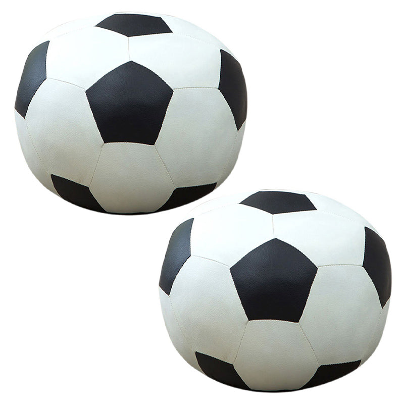 Contemporary Pouf Ottoman Faux Leather Upholstered Spherical Ottoman