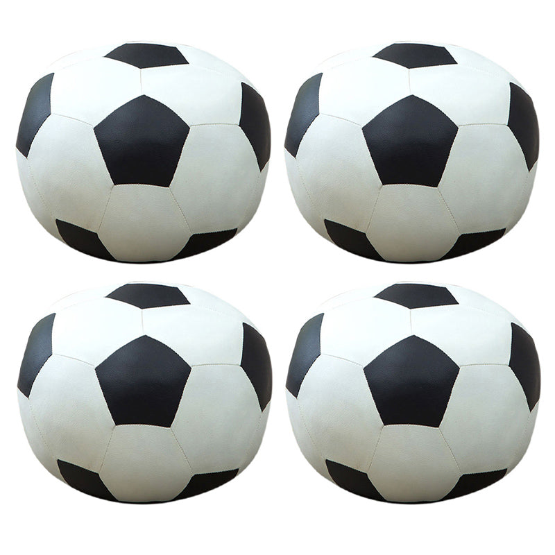 Contemporary Pouf Ottoman Faux Leather Upholstered Spherical Ottoman