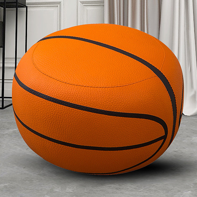 Contemporary Pouf Ottoman Faux Leather Upholstered Spherical Ottoman