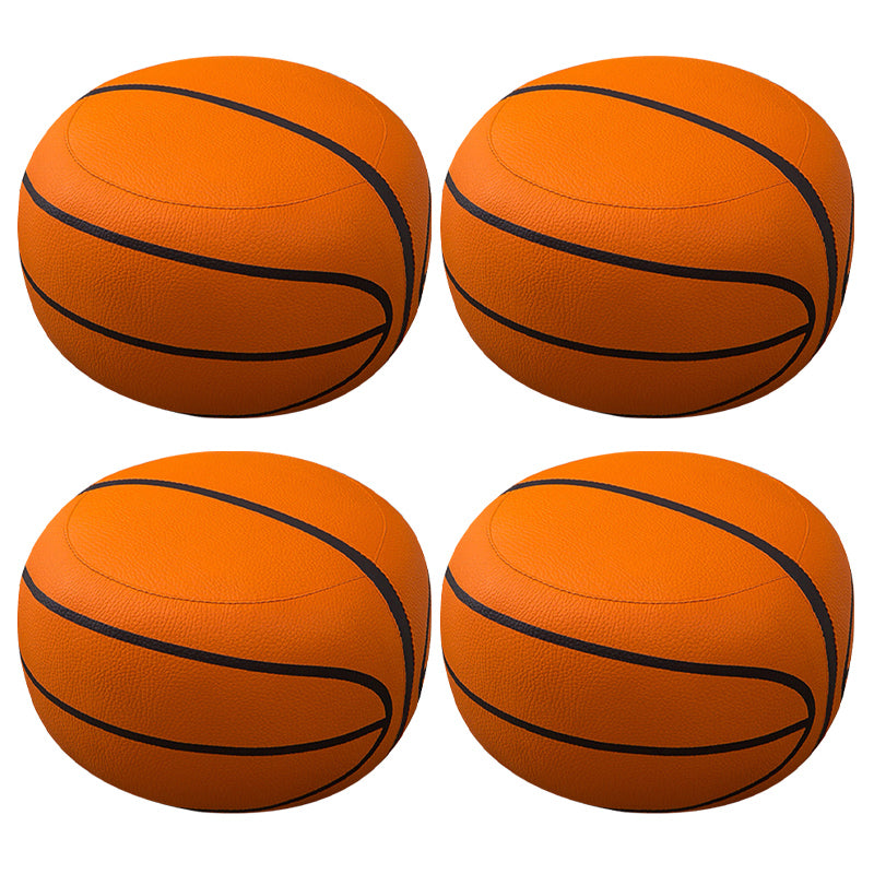 Contemporary Pouf Ottoman Faux Leather Upholstered Spherical Ottoman