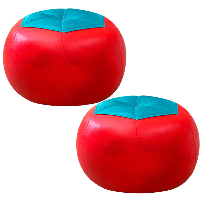 Contemporary Pouf Ottoman Faux Leather Upholstered Spherical Ottoman