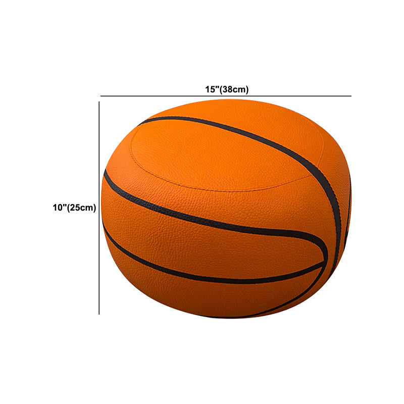 Contemporary Pouf Ottoman Faux Leather Upholstered Spherical Ottoman