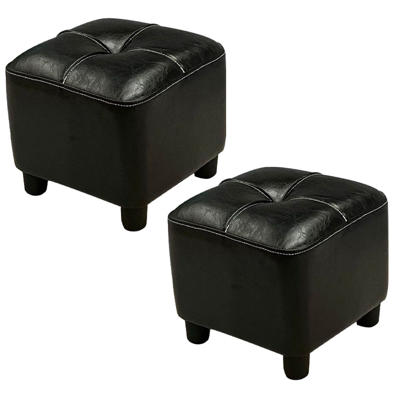 Modern Square Standard Faux Leather Solid Color Standard for Living Room