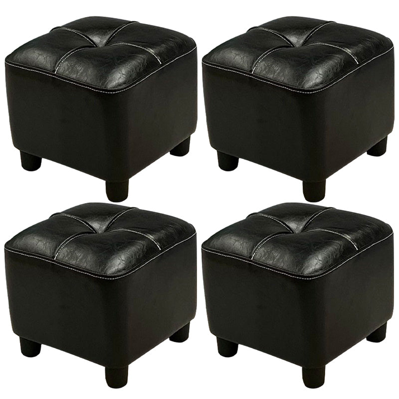 Modern Square Standard Faux Leather Solid Color Standard for Living Room