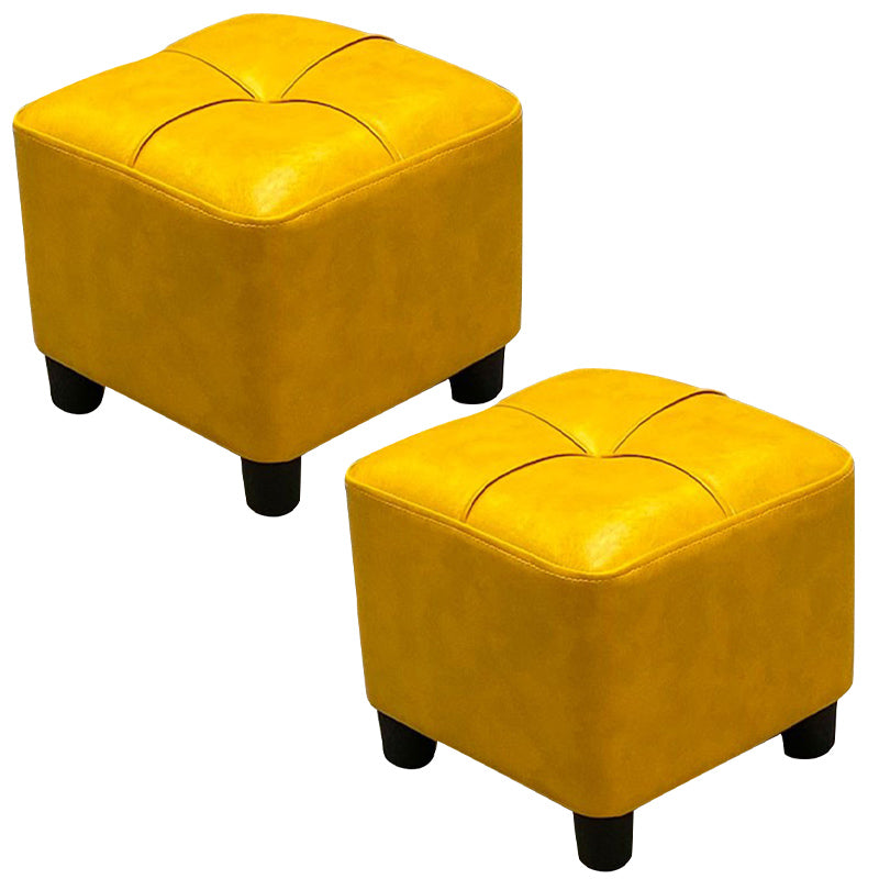 Modern Square Standard Faux Leather Solid Color Standard for Living Room