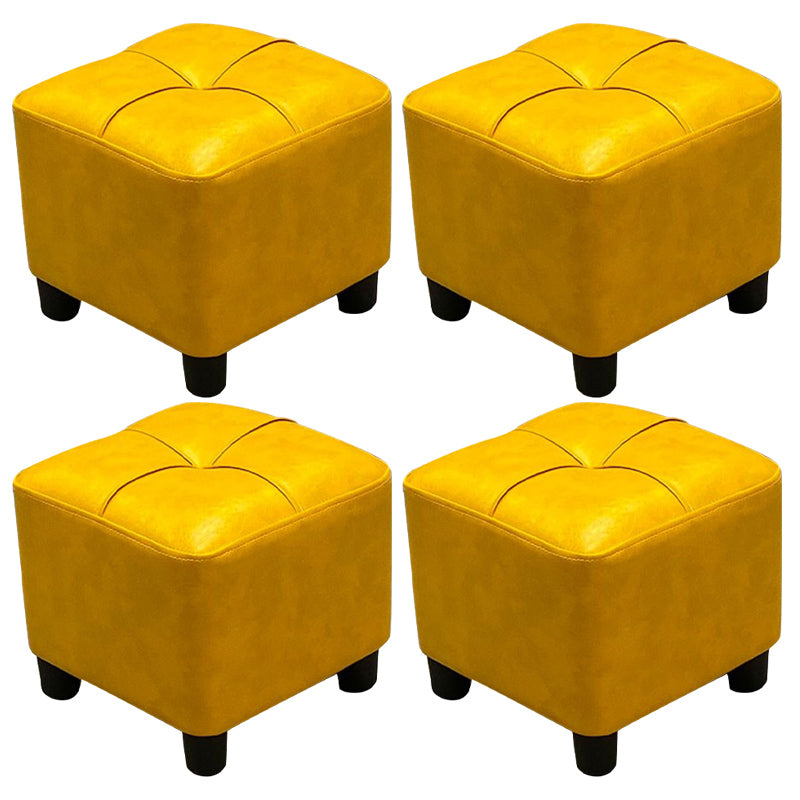 Modern Square Standard Faux Leather Solid Color Standard for Living Room