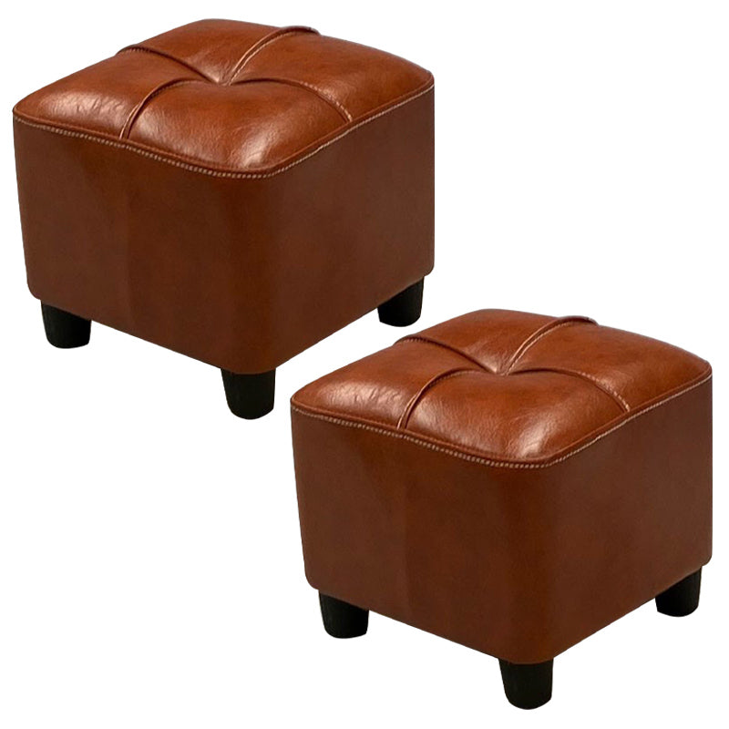 Modern Square Standard Faux Leather Solid Color Standard for Living Room