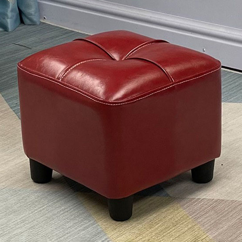 Modern Square Standard Faux Leather Solid Color Standard for Living Room