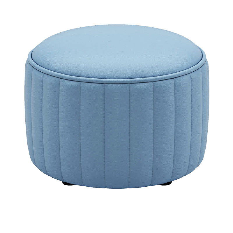 Orange Leather Pouf Modern Round Pure Color Pouf for Drawing Room