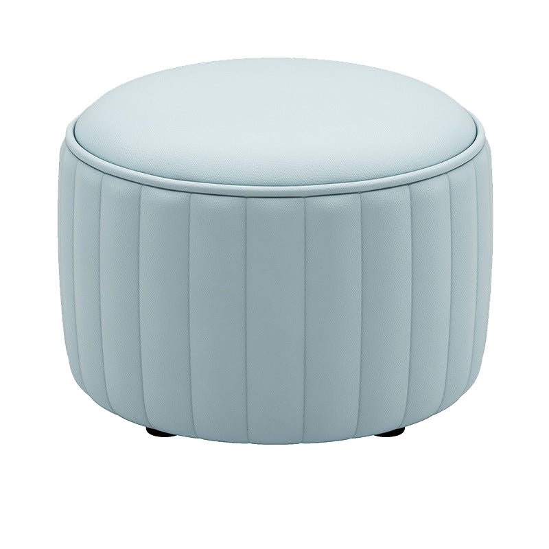 Orange Leather Pouf Modern Round Pure Color Pouf for Drawing Room