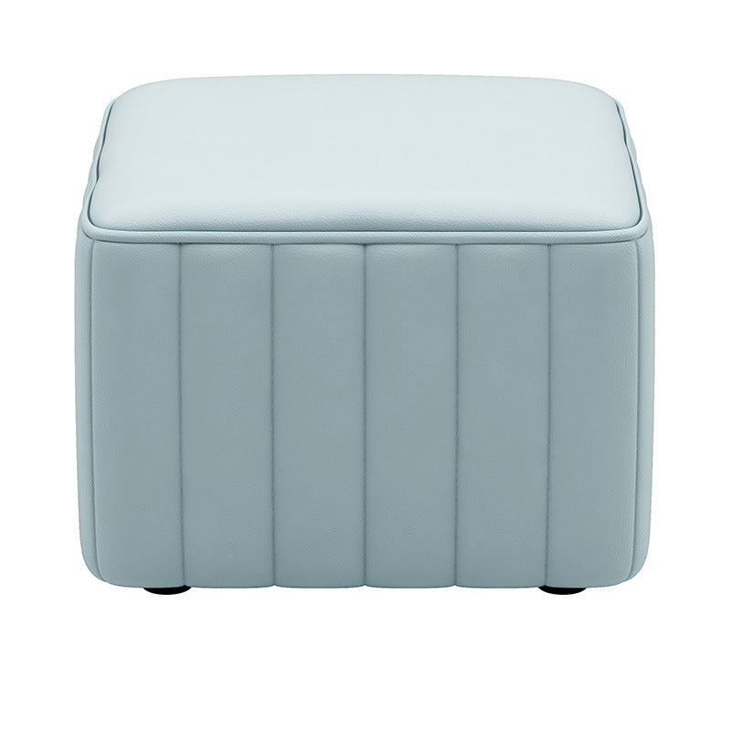 Orange Leather Pouf Modern Round Pure Color Pouf for Drawing Room