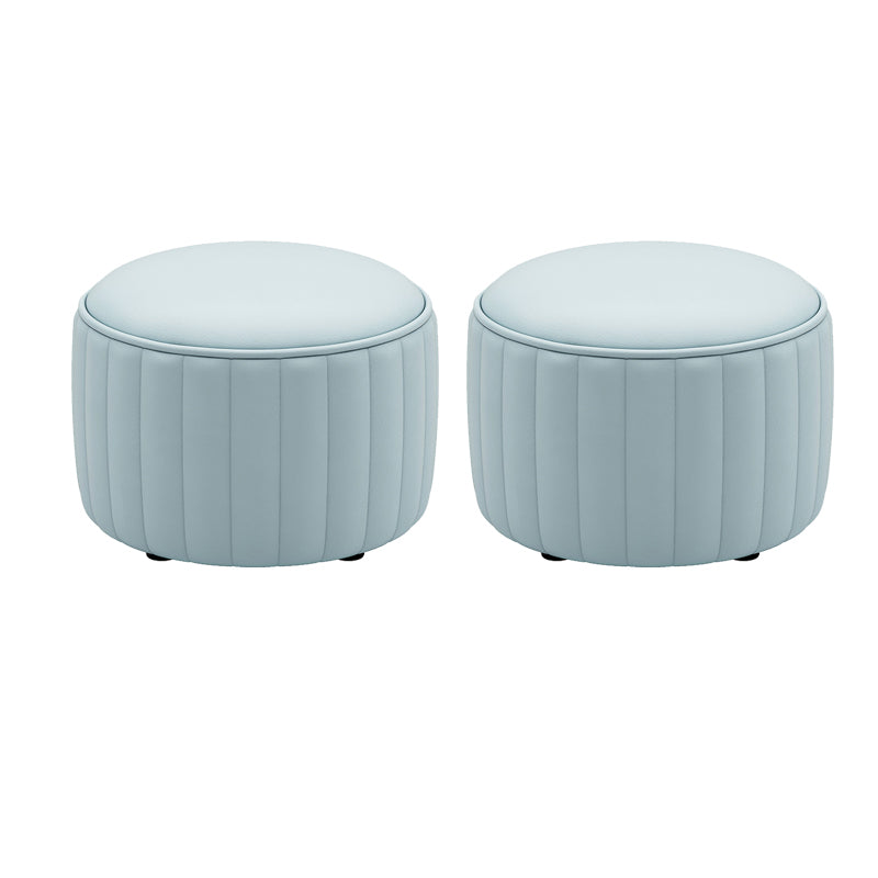 Orange Leather Pouf Modern Round Pure Color Pouf for Drawing Room