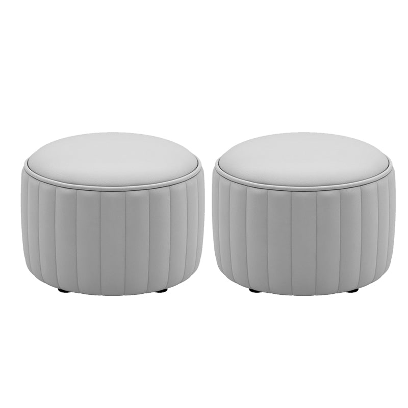 Orange Leather Pouf Modern Round Pure Color Pouf for Drawing Room