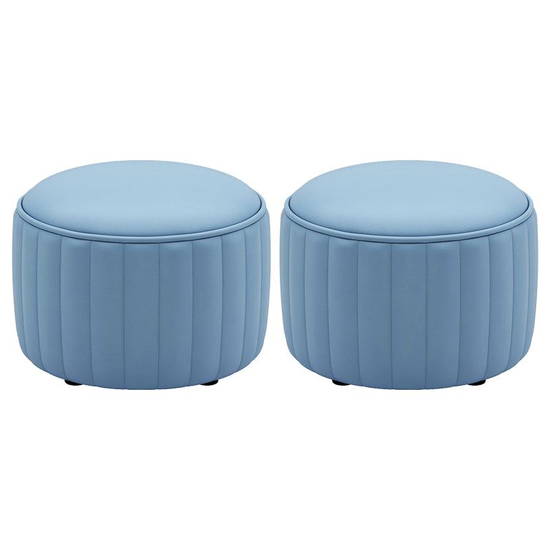 Orange Leather Pouf Modern Round Pure Color Pouf for Drawing Room