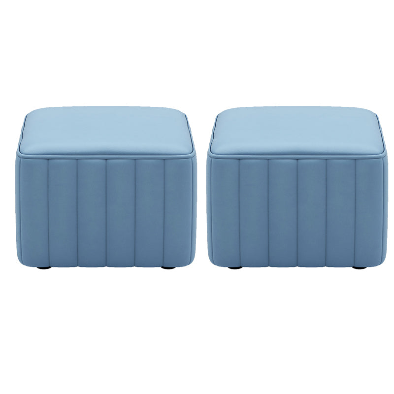 Orange Leather Pouf Modern Round Pure Color Pouf for Drawing Room