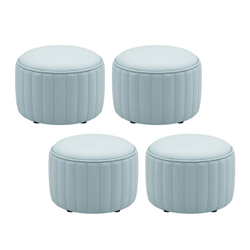 Orange Leather Pouf Modern Round Pure Color Pouf for Drawing Room