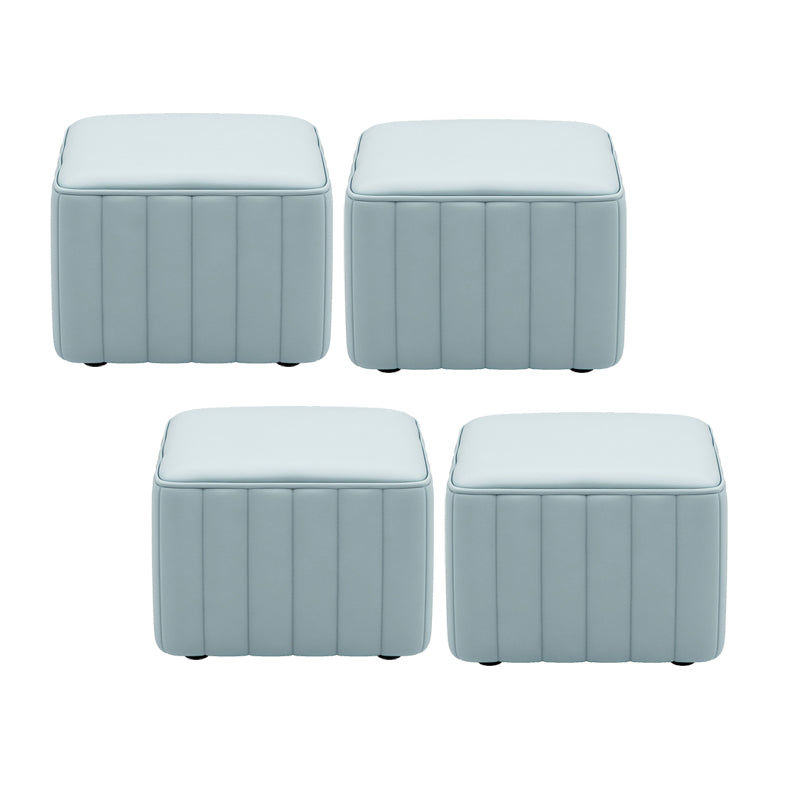 Orange Leather Pouf Modern Round Pure Color Pouf for Drawing Room