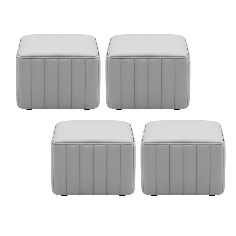 Orange Leather Pouf Modern Round Pure Color Pouf for Drawing Room