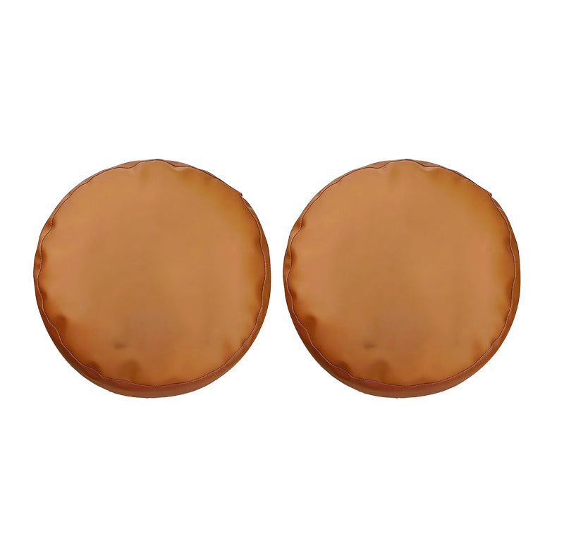 Modern Pouf Ottoman Faux Leather Upholstered Solid Color Round Ottoman