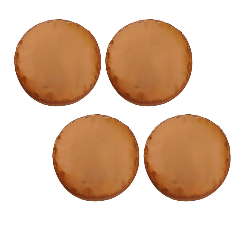 Modern Pouf Ottoman Faux Leather Upholstered Solid Color Round Ottoman