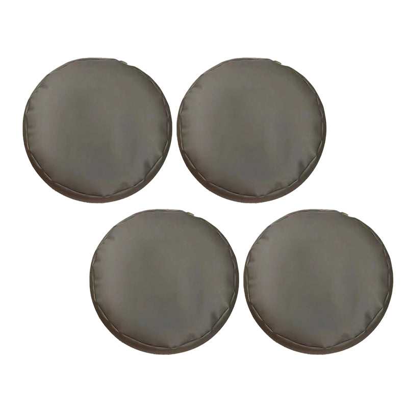 Modern Pouf Ottoman Faux Leather Upholstered Solid Color Round Ottoman