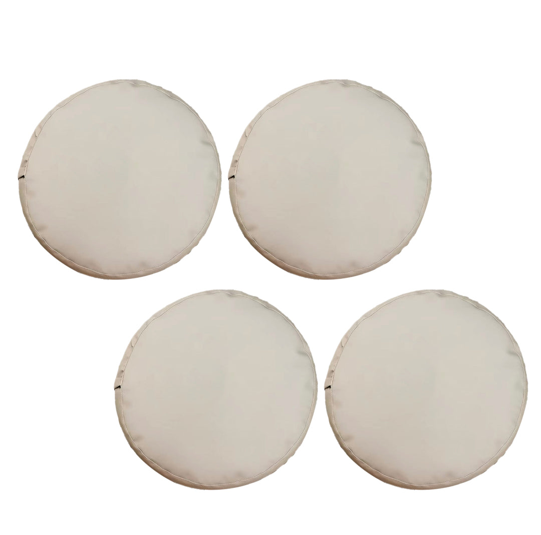 Modern Pouf Ottoman Faux Leather Upholstered Solid Color Round Ottoman