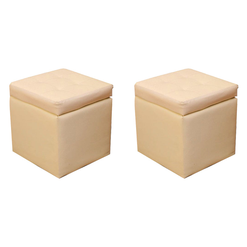 PU Leather Cube Ottoman Whole Colored Tufted Square Modern Storage Ottoman